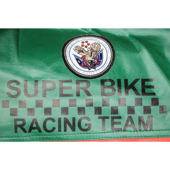 Vintage Faux Leather Racing Team Bomber Jacket XL - Picture 9 of 13